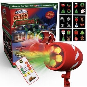Star Shower Slide Show Christmas LED Projector‎ w/ Remote 6 Different Slides